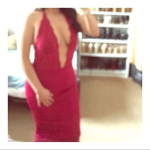 Oh Polly Red Lace Midi Dress